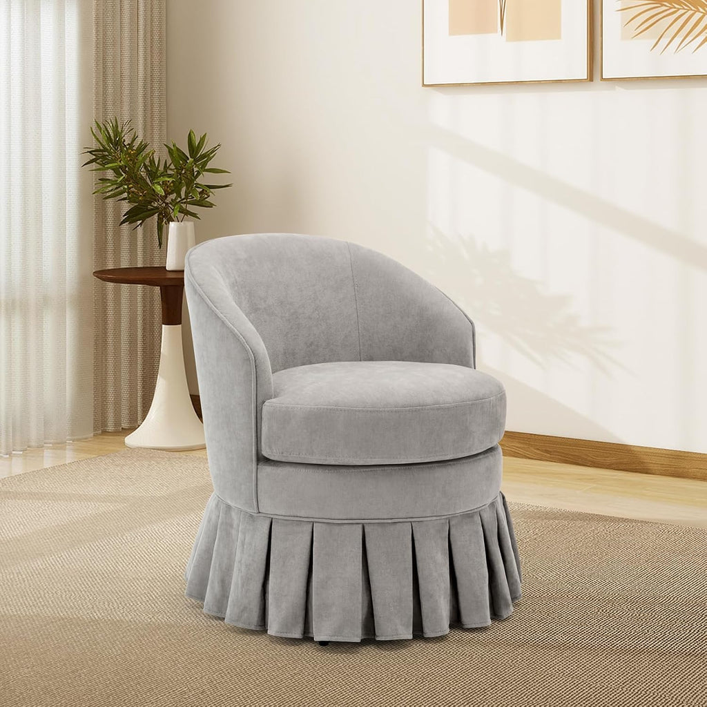 GarveeHome Vanity Stool, Upholstered Tall Back Arm Chair w/Side Pockets, Wood Legs Comfortable Dressing Piano Bench Chair for Vanity for Makeup Room, Bathroom