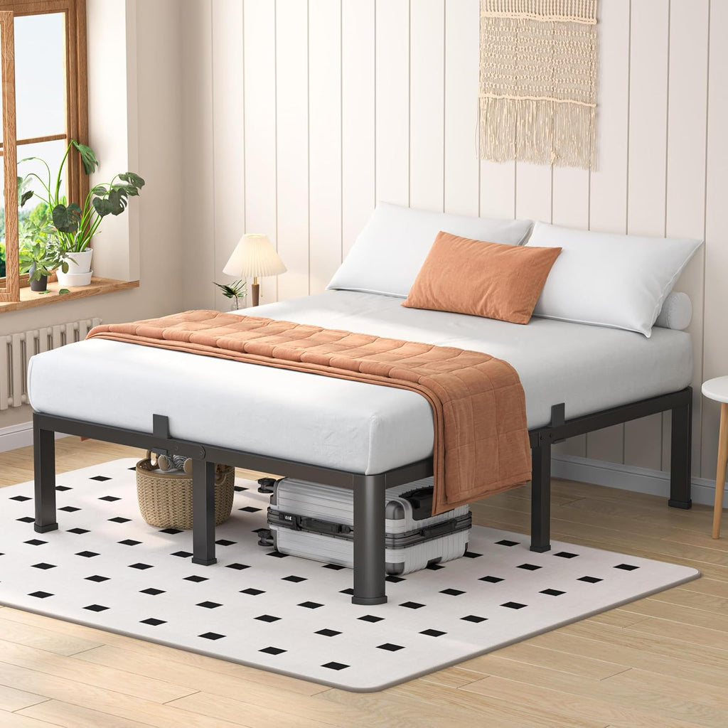 VIPSHOW 12 Inch Queen Heavy Duty 3500 lbs Bed Frame with Round-Corner Legs & Anti-Squeak Design – Quick Assembly Metal Platform, No Box Spring Needed