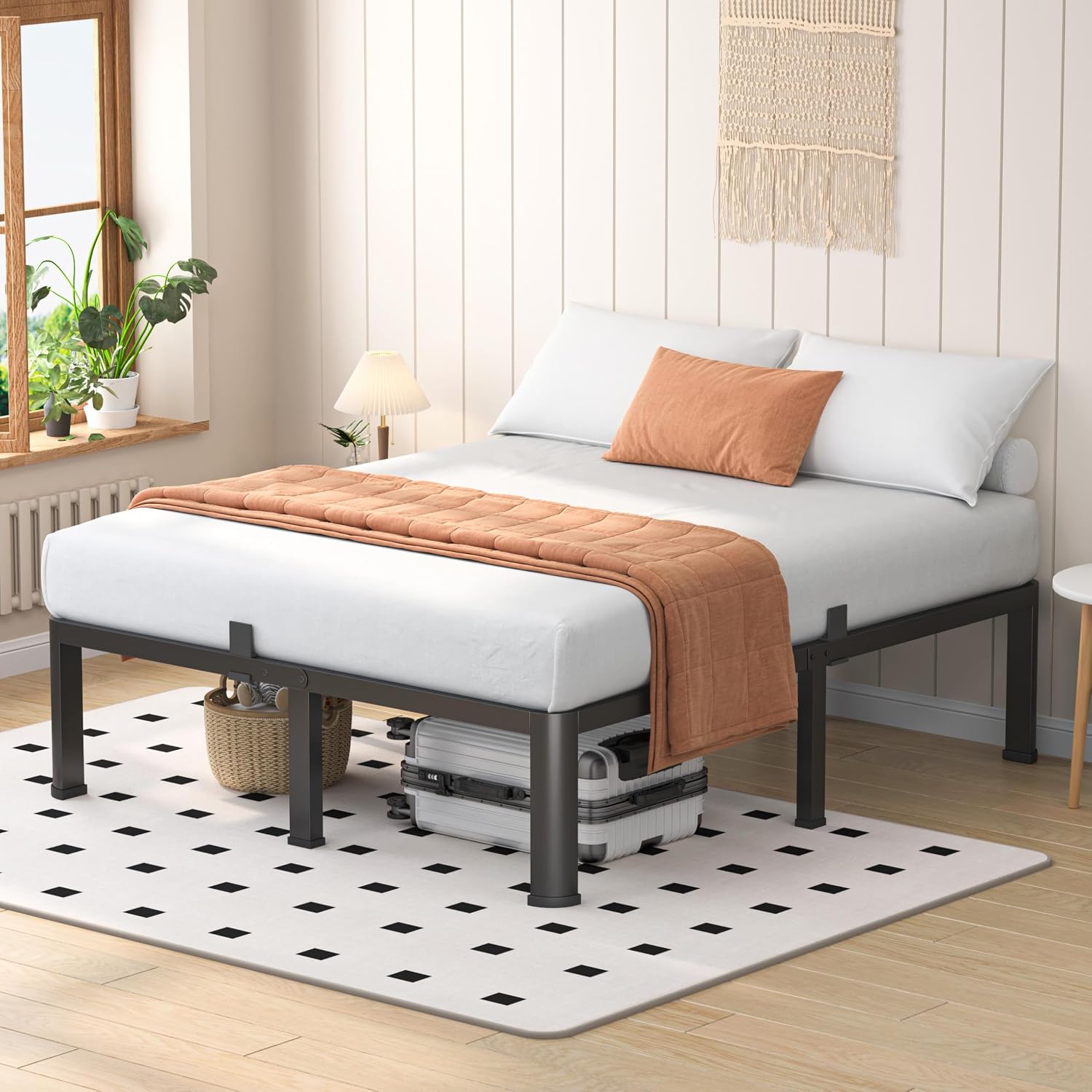 VIPSHOW 12 Inch King Heavy Duty 3500 lbs Bed Frame with Round-Corner Legs & Anti-Squeak Design – Quick Assembly Metal Platform, No Box Spring Needed