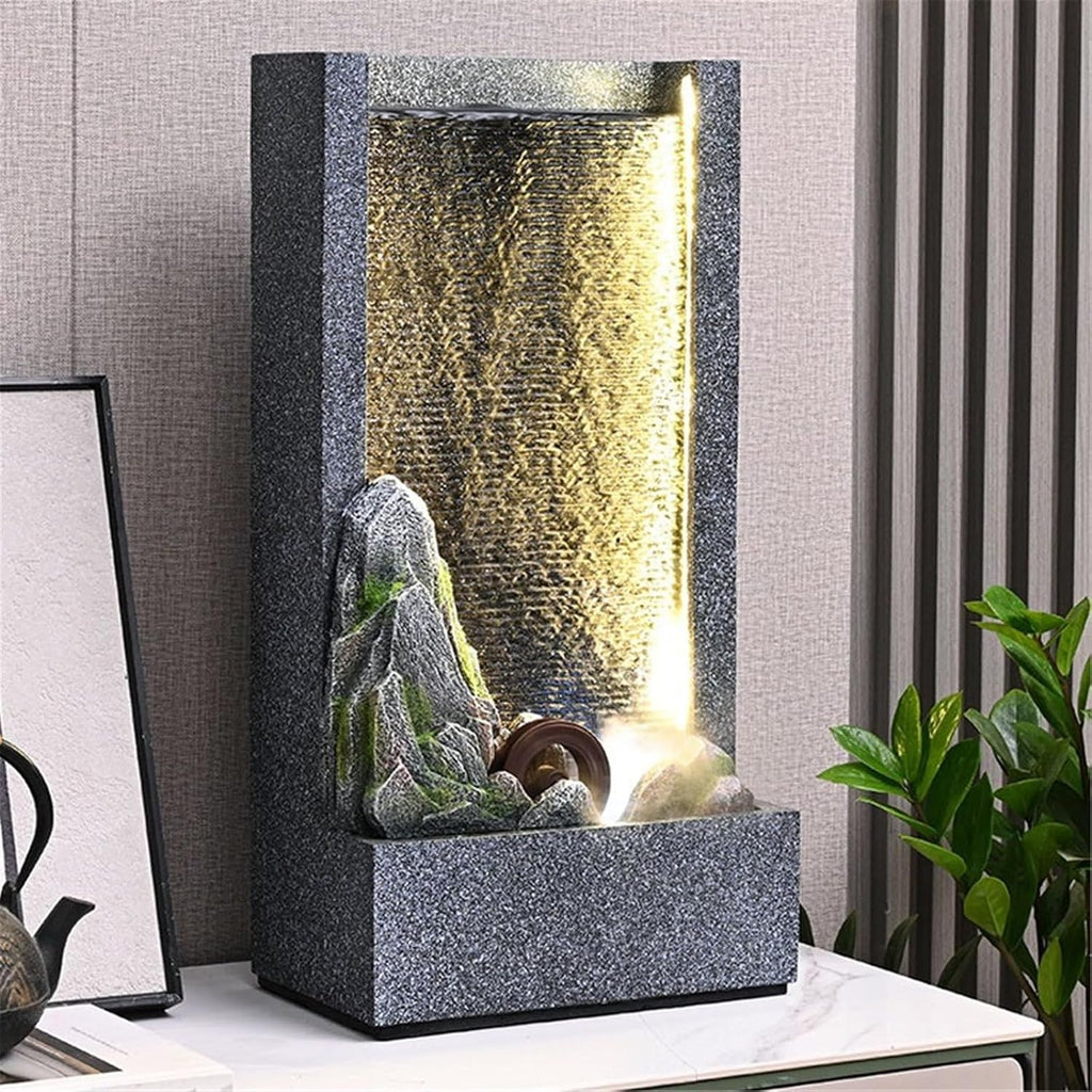 Tabletop Fountain Waterfall Fountain for Indoors or Outdoors with LED Light Accents for Home and Office Decoration