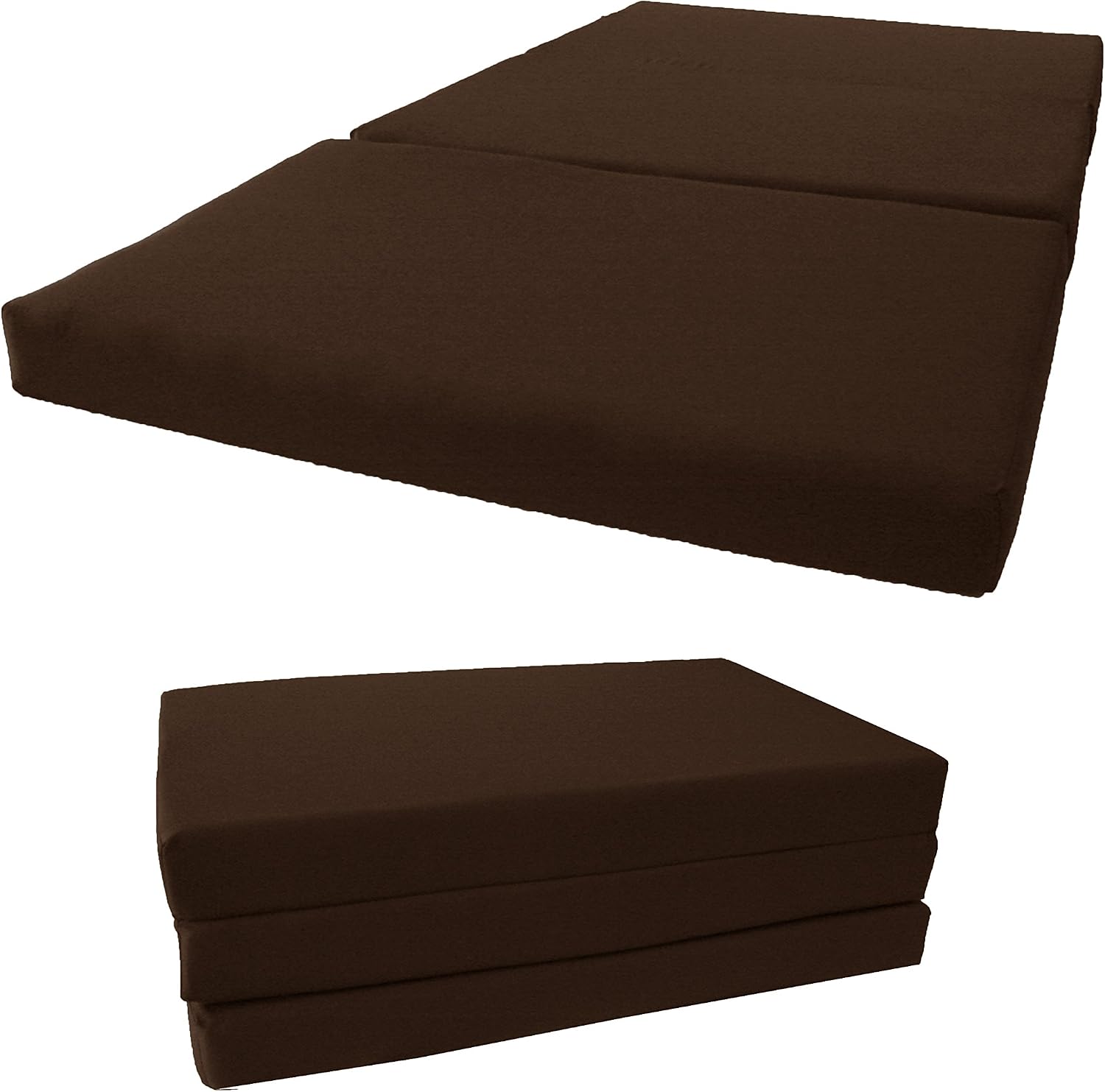 D&D Futon Furniture Portable Trifold Mattress, Foldable Foam Mattresses Small Space Saving Guest, Floor Fold Out Bed Ottoman, 4 inch Folding Cushion Pad Camping RV (Queen Size 4x60x80, Brown)