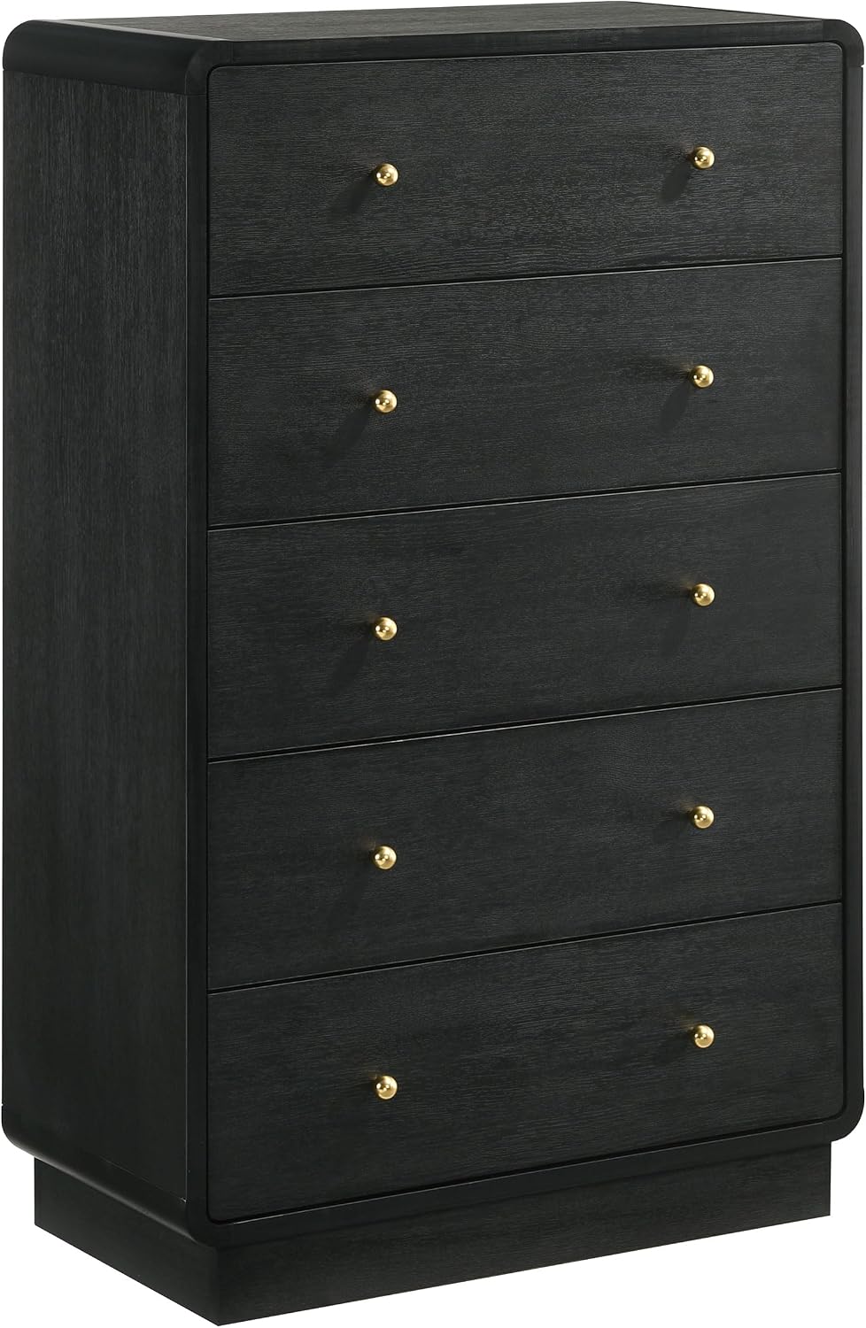 Coaster Home Furnishings - Cavelle - Wood - 5-Piece Bedroom Set with Panel Bed, Metal Knobs, and Upholstered Headboard - Bedroom - Queen Size - Black - 223661Q-S5