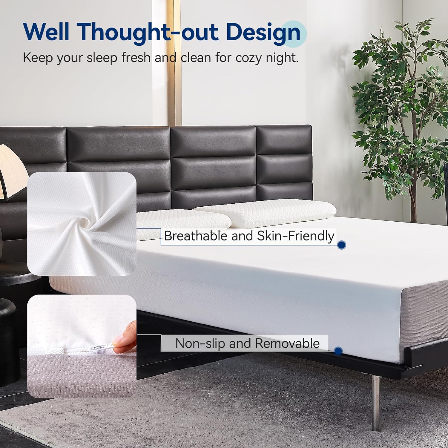 Amazon Basics Breathable Gel Memory Foam Mattress, Medium Firm, 10 Inch, King, White/Grey