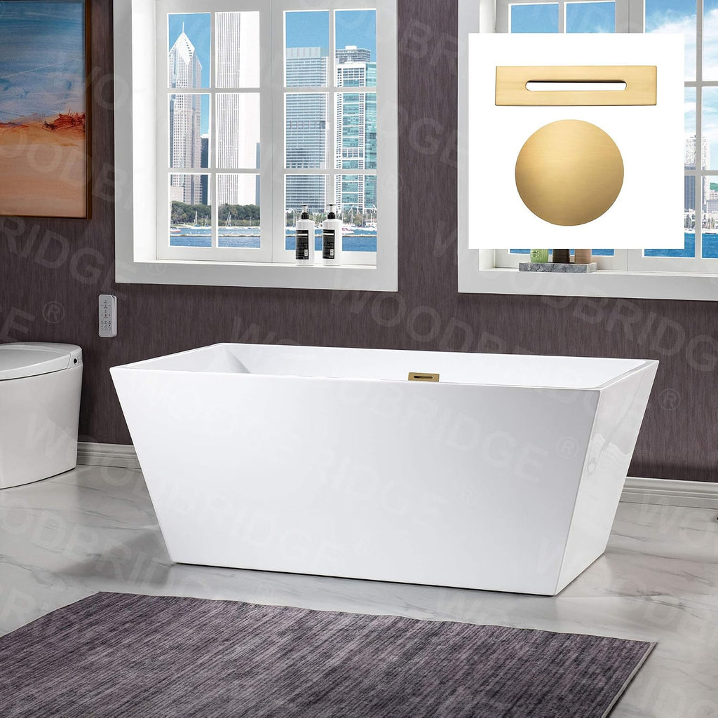 WOODBRIDGE B1412-BG-Drain &O Bathtub, Brushed Gold,B1412 -BG-Drain &O