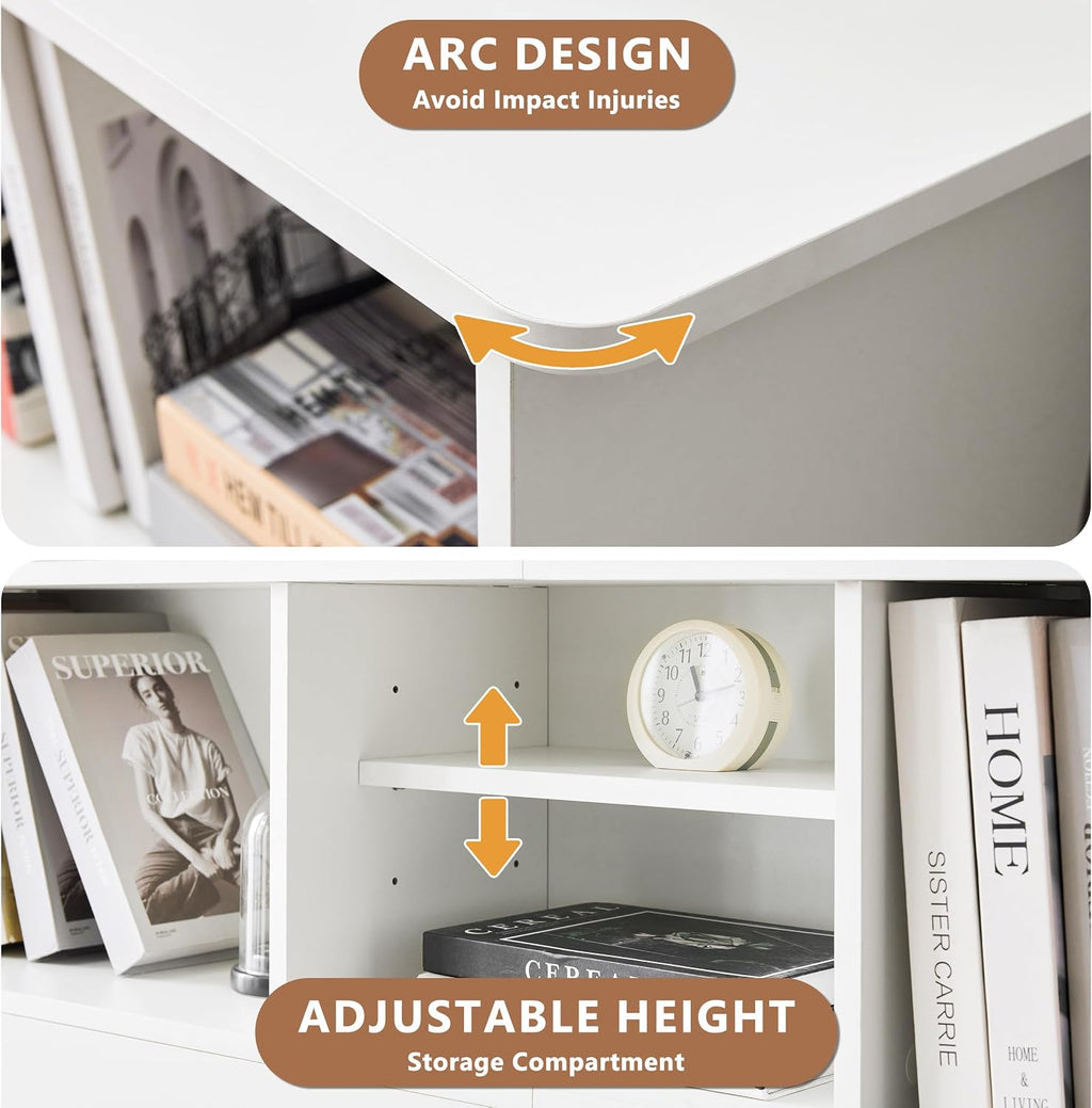 Howjoe Bookcase Headboard Queen Size, Sturdy and Durable Wood Headboards with 4 Compartments, Full/Queen Headboard with Storage, Free Standing Headboards with Adujstable Bookshelf, White