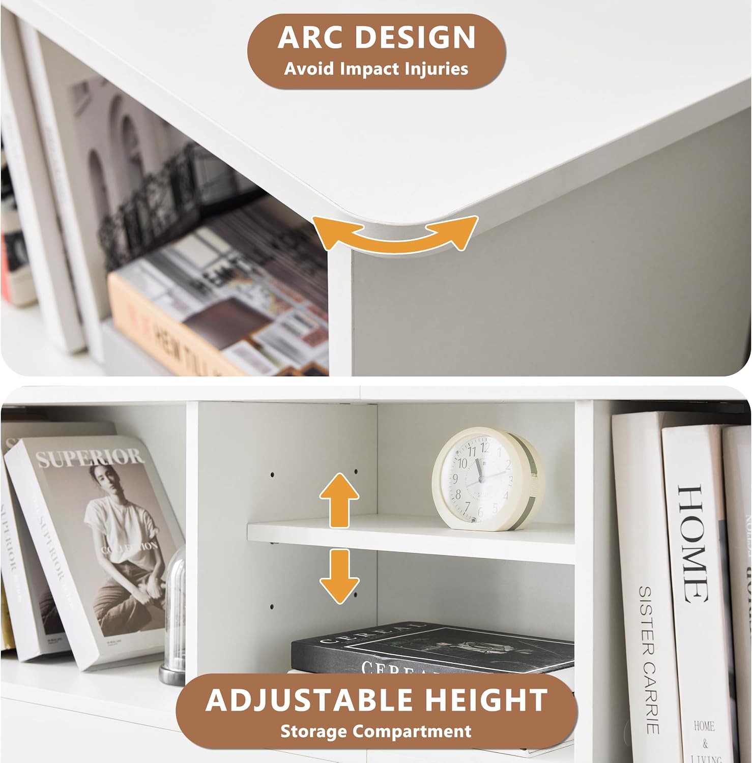 Howjoe Bookcase Headboard Queen Size, Sturdy and Durable Wood Headboards with 4 Compartments, Full/Queen Headboard with Storage, Free Standing Headboards with Adujstable Bookshelf, White