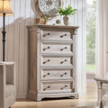 T4TREAM Farmhouse 5 Drawers Dresser for Bedroom, 47' Tall Wood Rustic Chest of Drawers, Vintage Design with Metal Handle, Light Rustic Oak