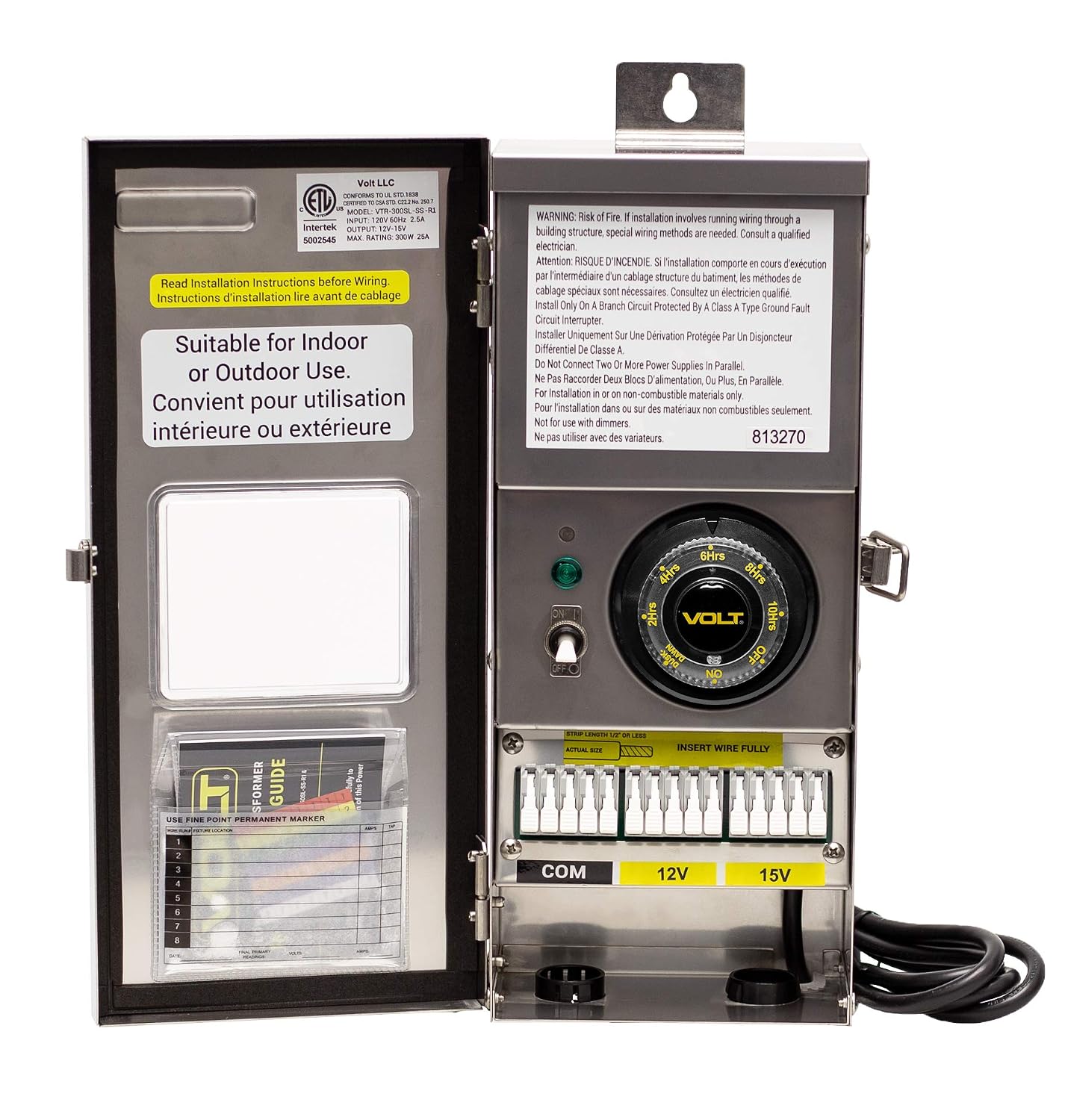 VOLT 300W Slim Line Low Voltage Transformer (12V/15V) with Timer/Photocell for LED Landscape Lighting