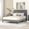 KLMM Elegant Full Size Upholstered Platform Bed,No Box Spring Needed, Velvet Fabric, Suitable for Bedroom Use, Easy to Assemble (Gray#K^)