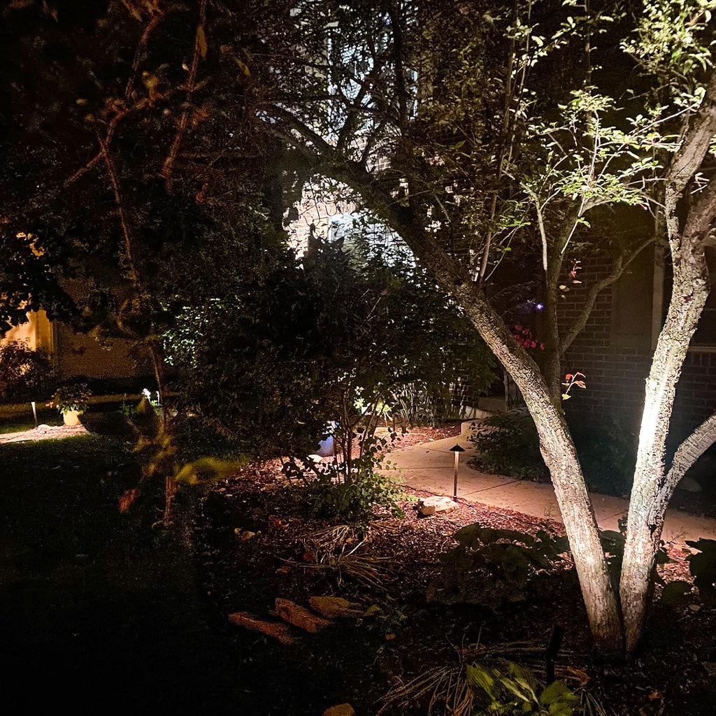 GOODSMANN 12V AC Landscape Lighting Kit with 6PCS 10W Bronze Halogen Pathway Lights & 4PCS Metal Material 20W Flooding Lights & 75Feet 16AWG Wire & 150W Outdoor Low Voltage Landscape Transformer