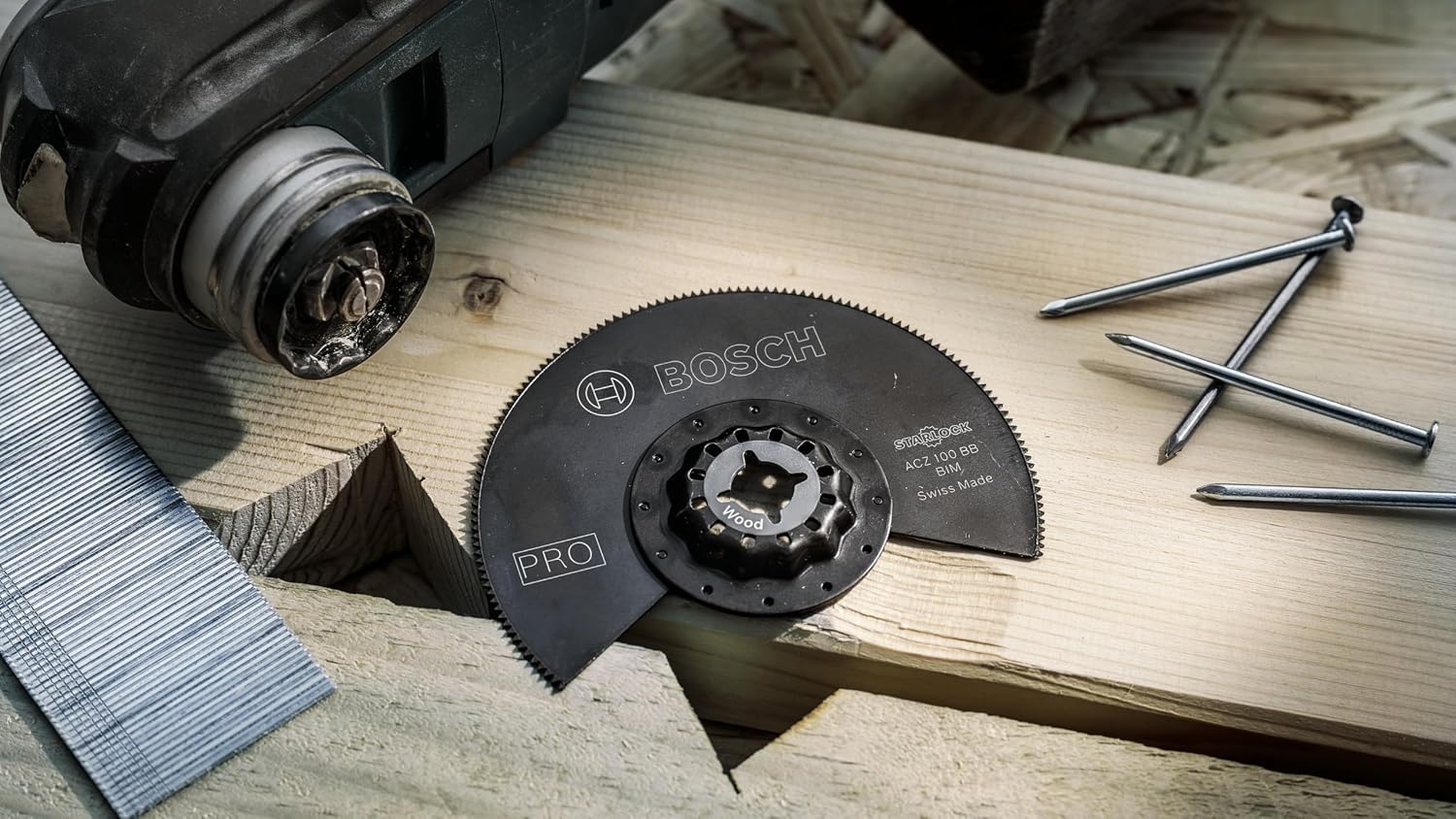 Bosch 10x PRO Multi Material ACZ 100 BB Multitool Blade (for Solid Laminate Vinyl, PVC, Wood with Nails, Ø 100 mm, Professional Accessory Multitool)