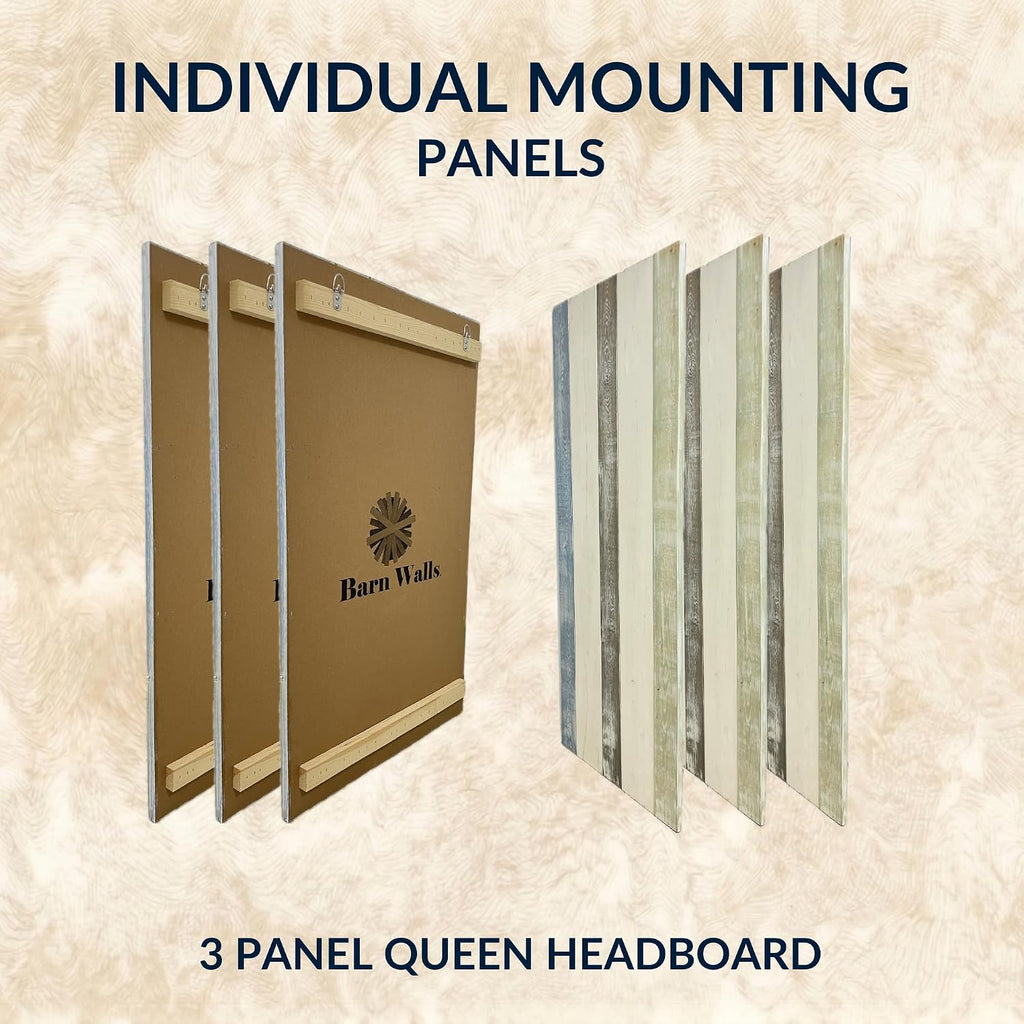 Barn Walls Queen Wood Headboard - Farmhouse Mix Design - Wall Mounted Floating Headboard for Queen Bed - Handcrafted Solid Wood - Easy No-Drill Installation