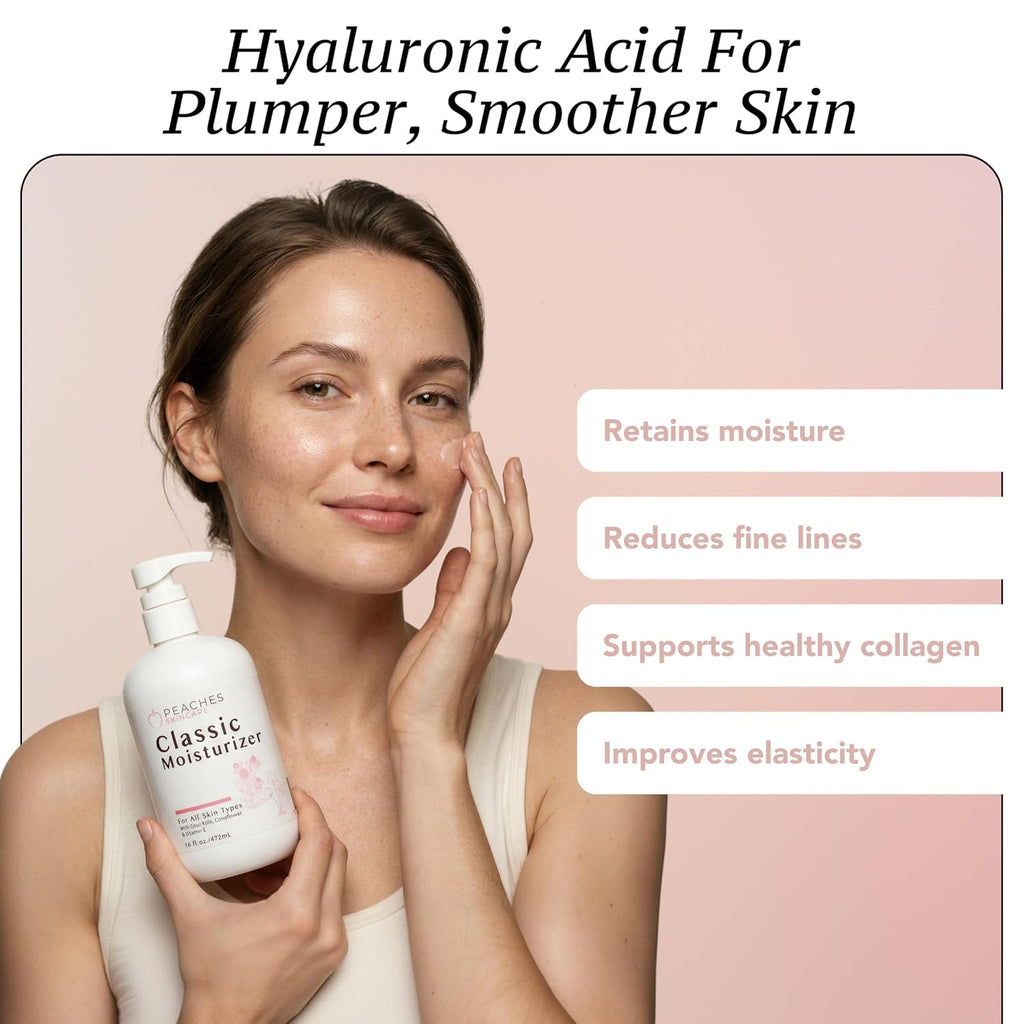 Hydrating Vegan Moisturizer with Vitamin E, Gotu Kola, and Pineapple – Age-Defying Face Cream for All Skin Types – Classic Moisturizer (16 oz)