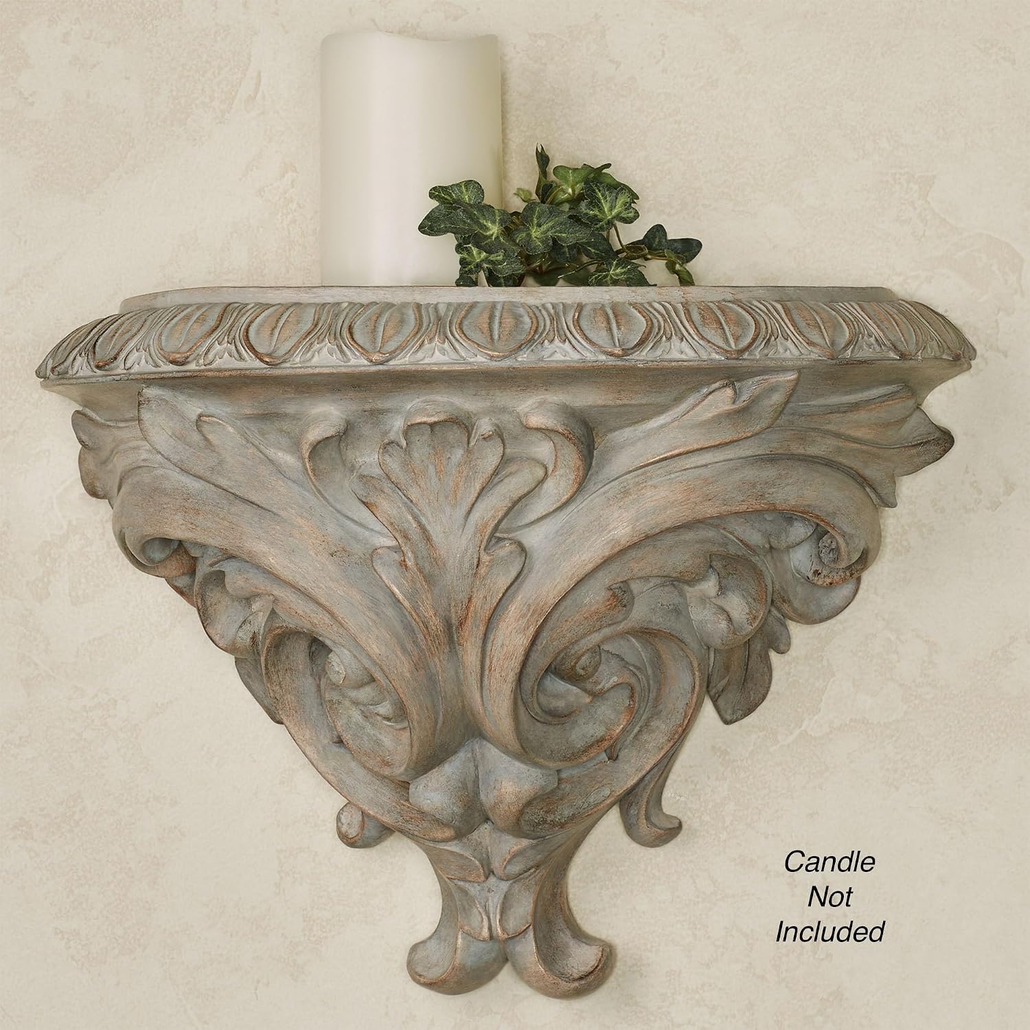 Touch of Class Clareville Gray Acanthus Leaf Wall Shelf