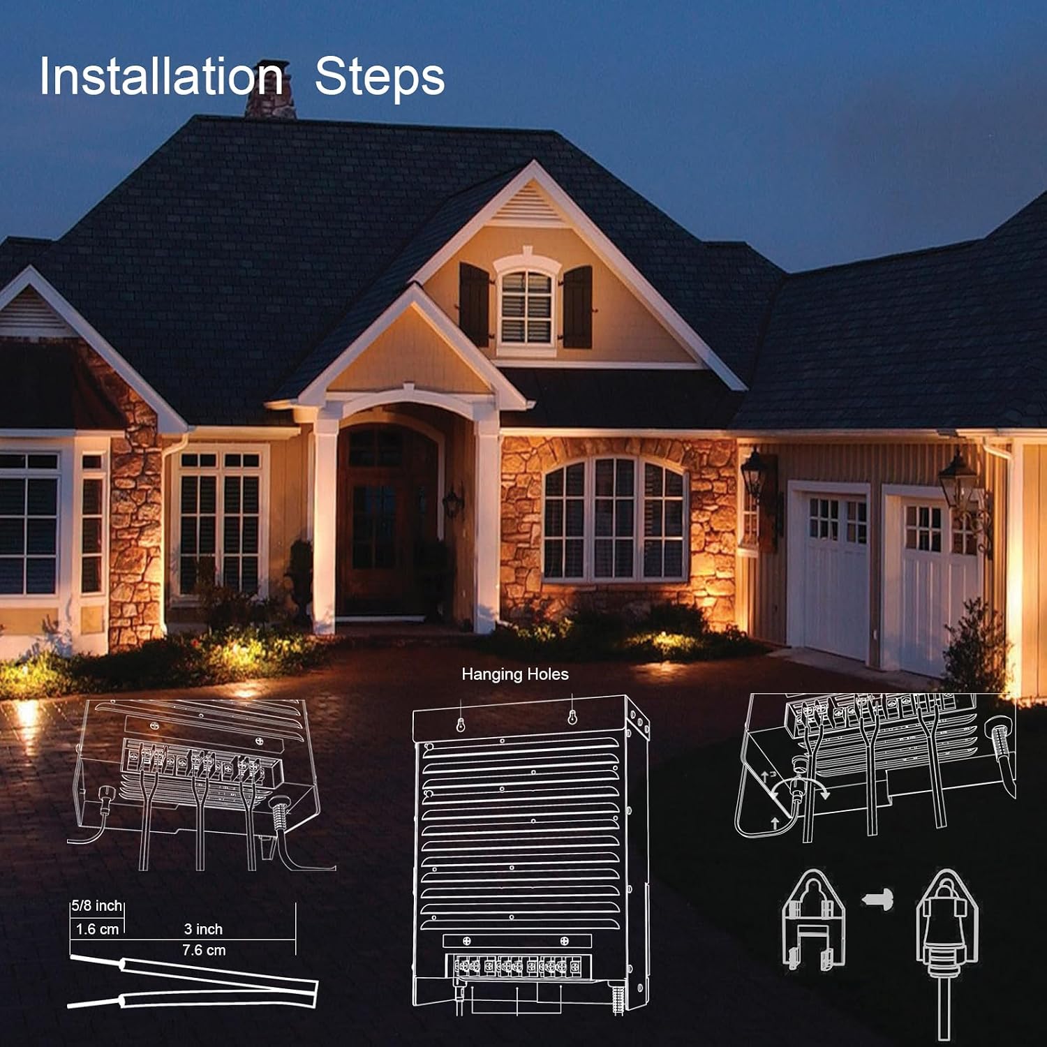 Malibu 900W Low Voltage Transformer Outdoor Low Voltage Landscape Lighting Power Supply with Photo Sensor Timer and Weatherproof Shield 120V to 12V AC Output for Spotlight, Pathway Light, Floodlight