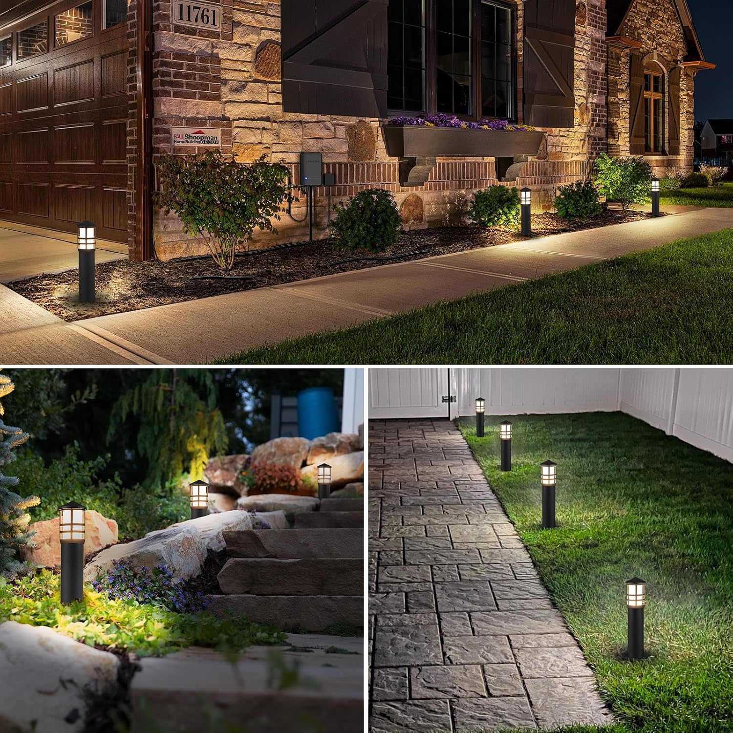 SUNVIE All-in-One LED Landscape Lighting Kit, 8-Pack Low Voltage Pathway Lights with Transformer and 100FT 16/2 AWG Wire, 3000K Waterproof Landscape Lights with Connectors for Walkway Garden Yard