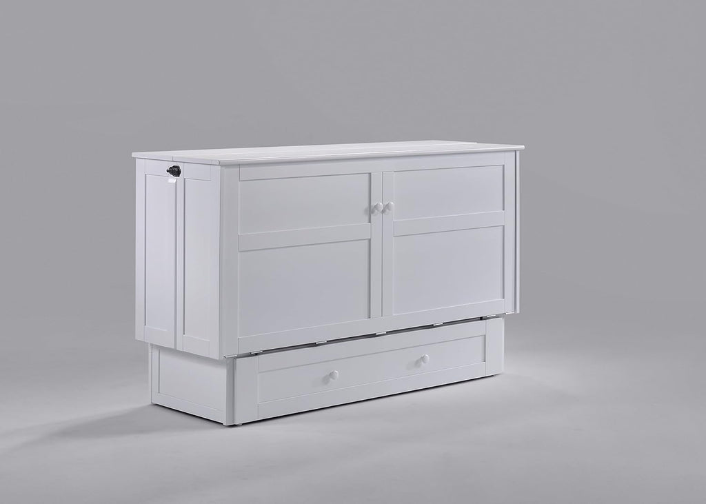 Night & Day Furniture MUR-CLV-QEN-WH and MND-GMF-TRI-QEN Murphy Cabinet Bed with Mattress, Queen, White
