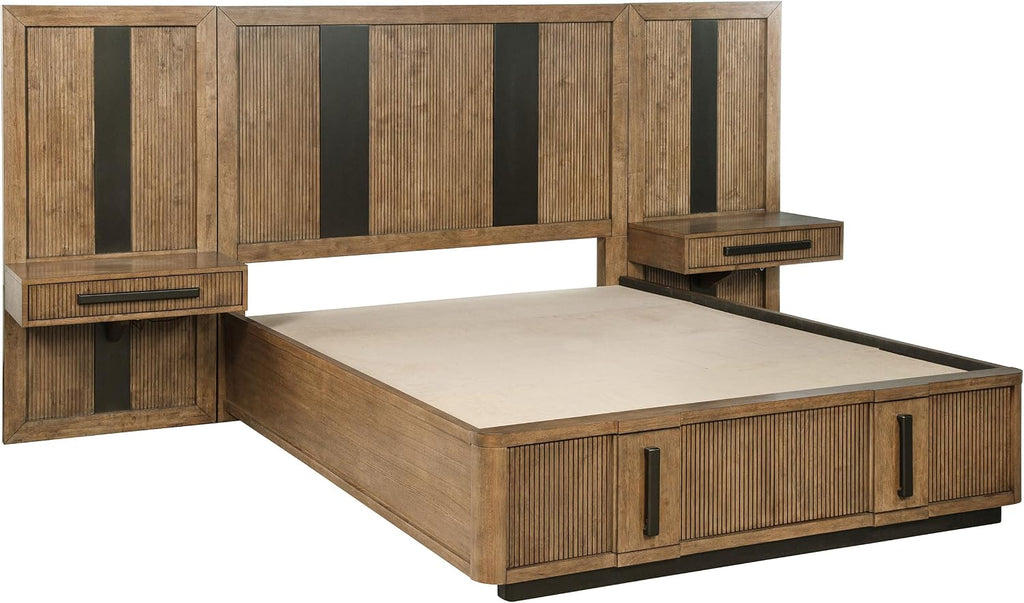 Coaster Home Furnishings Terrace Transitional 5-Piece Bedroom Set California King Size Wall Panel Storage Bed Frame 58-inch Headboard Ash Brown 224900KW-S5P