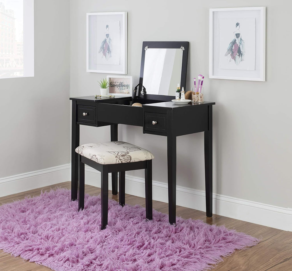 Linon Vanity Set, Black