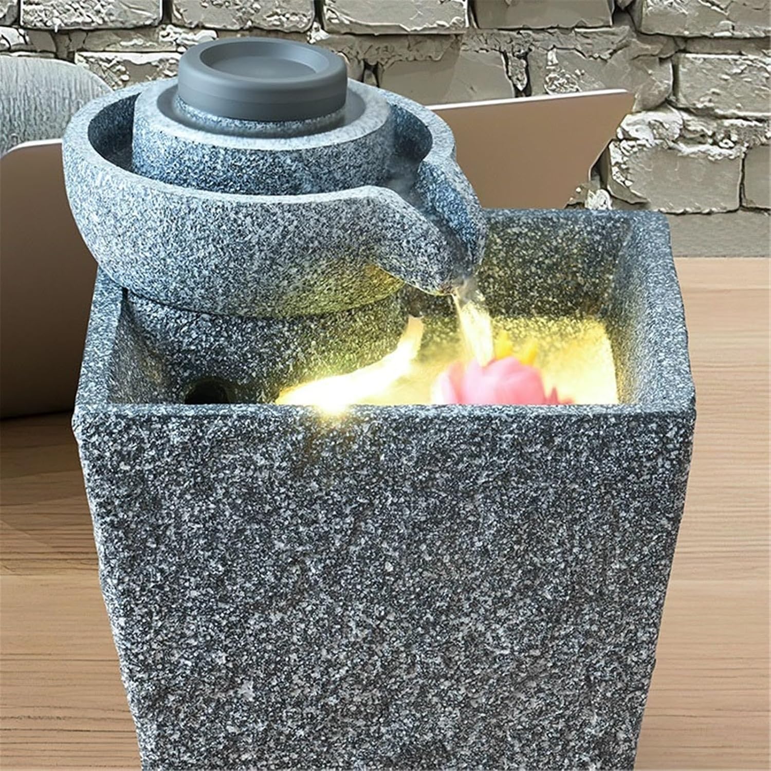 Tabletop Fountain Small Relaxing Indoor Fountain - Meditation for Home, Office, Bedroom(Large)