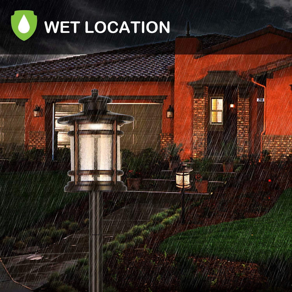 hykolity Low Voltage ORB LED Landscape Path Light with Crackled Glass Shade, 3.4W 155LM 12V-15V Wired Outdoor LED Walkway Light, Die-cast Aluminum Construction, 30-Watt Equivalent, 6 Pack