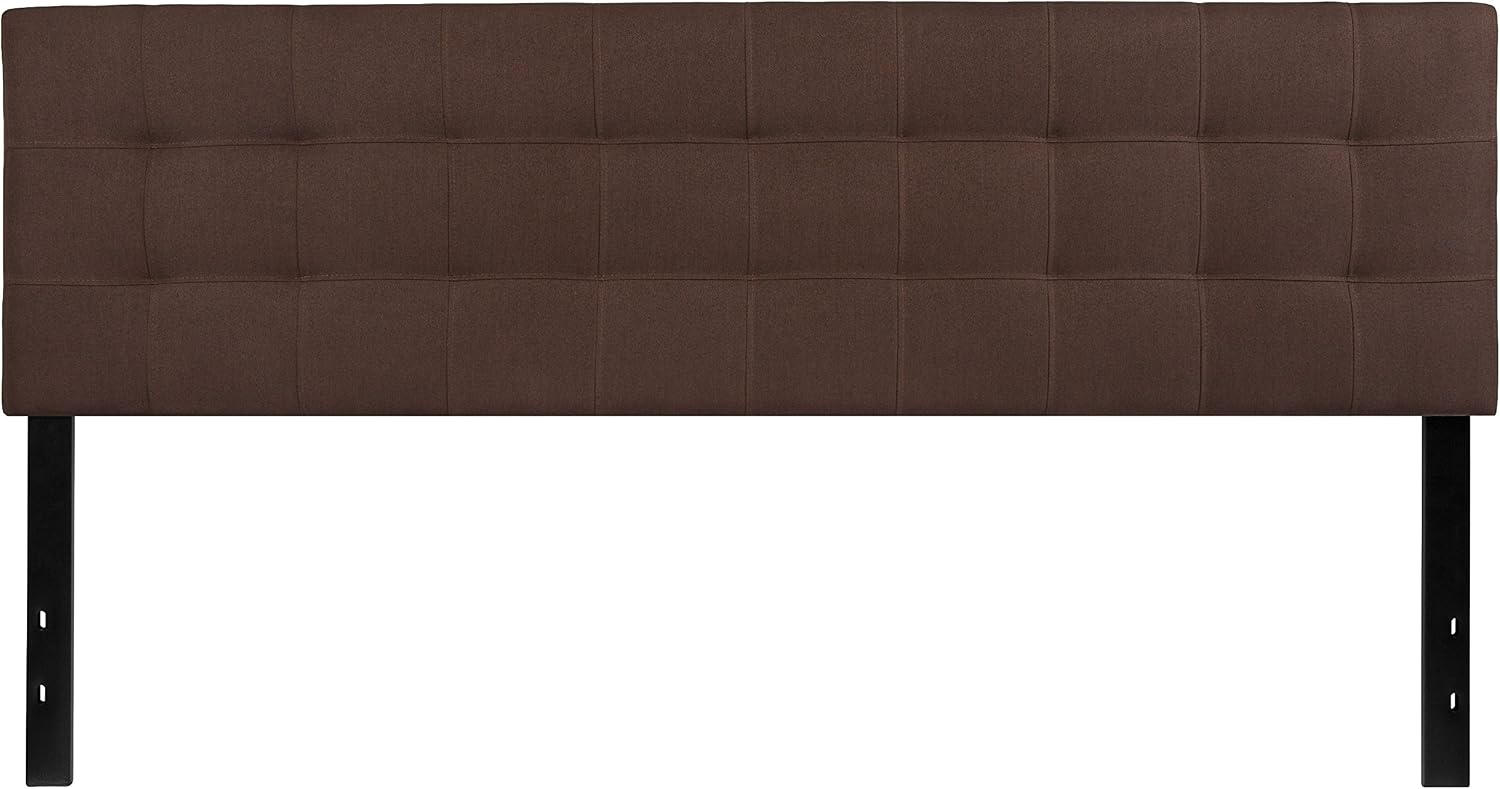Flash Furniture Bedford Tufted Upholstered King Size Headboard in Dark Brown Fabric