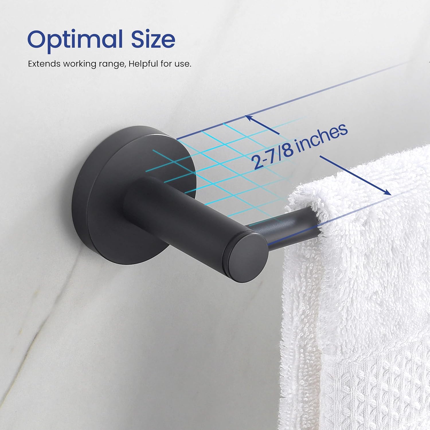 KIBI Circular Bathroom Hardware Set 5 Piece Bathroom Accessories Set | Towel Bar (18'), Towel Ring, Toilet Paper Holder, Robe Hooks (Matte Black) (C-KBA14-5-4)