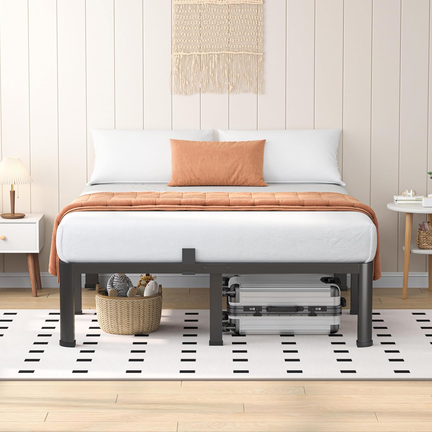 VIPSHOW 12 Inch King Heavy Duty 3500 lbs Bed Frame with Round-Corner Legs & Anti-Squeak Design – Quick Assembly Metal Platform, No Box Spring Needed