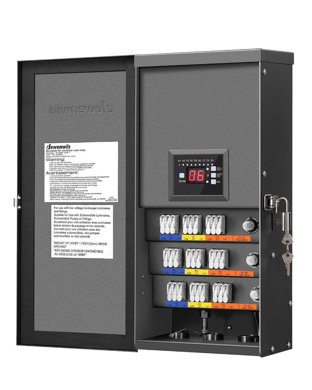 DEWENWILS 900W Low Voltage Landscape Transformer, LED Landscape Lighting Transformer with Timer & Dusk to Dawn Sensor, 120V AC to 12V/14V AC, Outdoor for Garden, Yard, Walkway