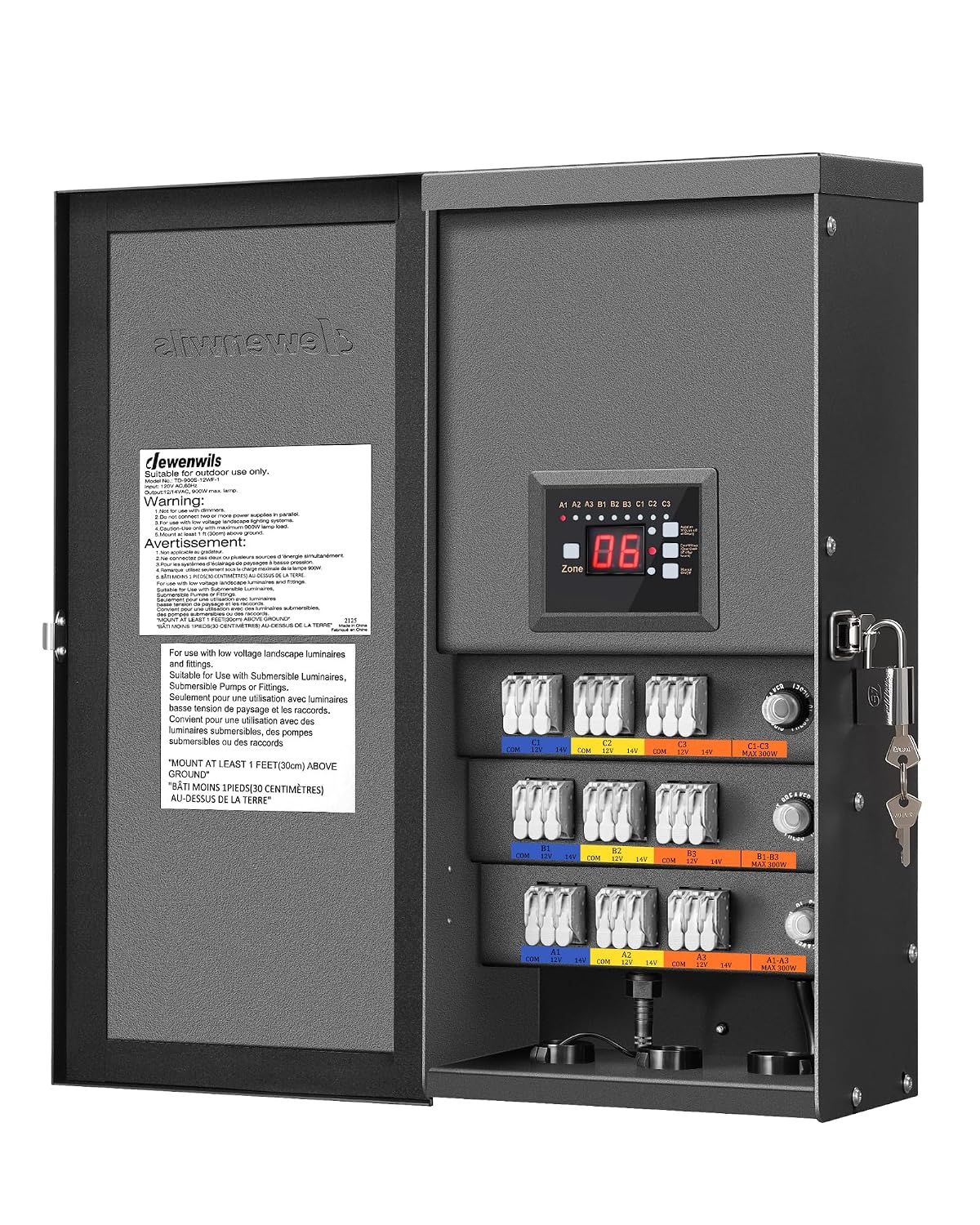 DEWENWILS 900W Low Voltage Landscape Transformer, LED Landscape Lighting Transformer with Timer & Dusk to Dawn Sensor, 120V AC to 12V/14V AC, Outdoor for Garden, Yard, Walkway