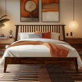 Acacia Kaylin Queen Size Bed Frame with Headboard, Queen Bed Frame with Headboard 800 lbs Capacity Natural Wood Bed All Mattress Support & No Box Spring Needed, Wood Slats Support, Chocolate.