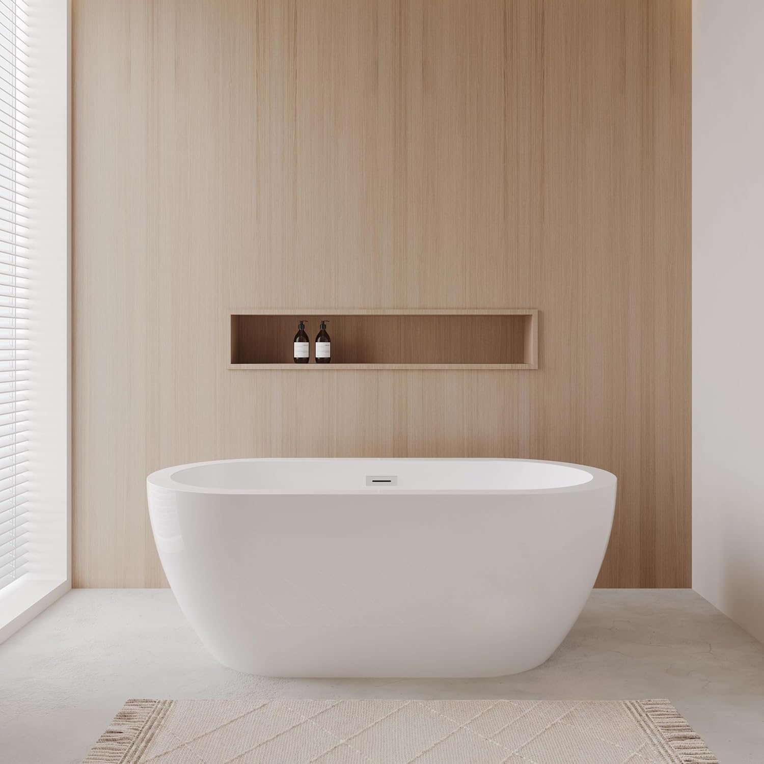 Soho 60 inch Freestanding Bathtub in White with Polished Chrome Drain and Overflow Trim