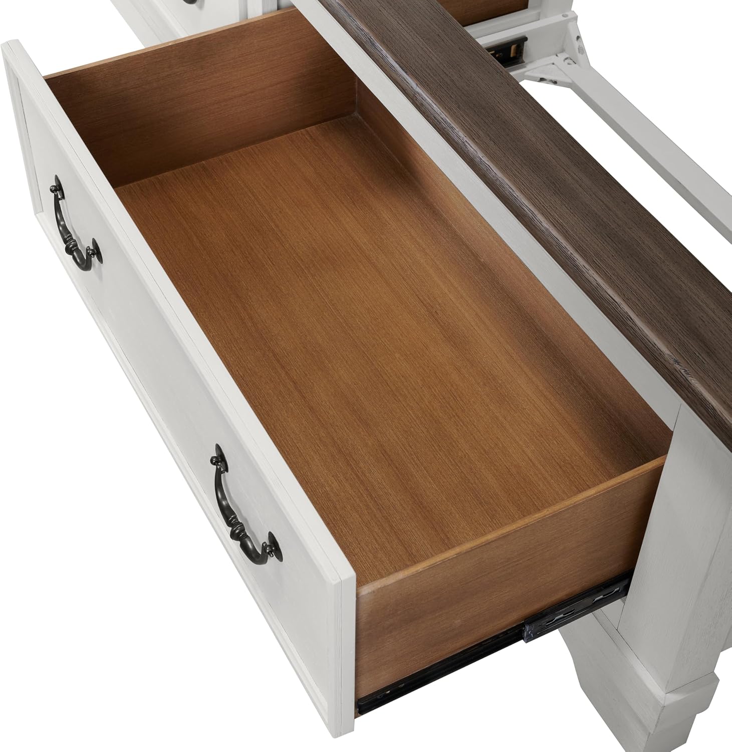 Furniture of America Roden Modern Solid Wood 5-Piece Bedroom Set with Storage Footboard, USB Chargers on Nightstand, Drop Handle Pulls, No Box Spring Needed, King, White
