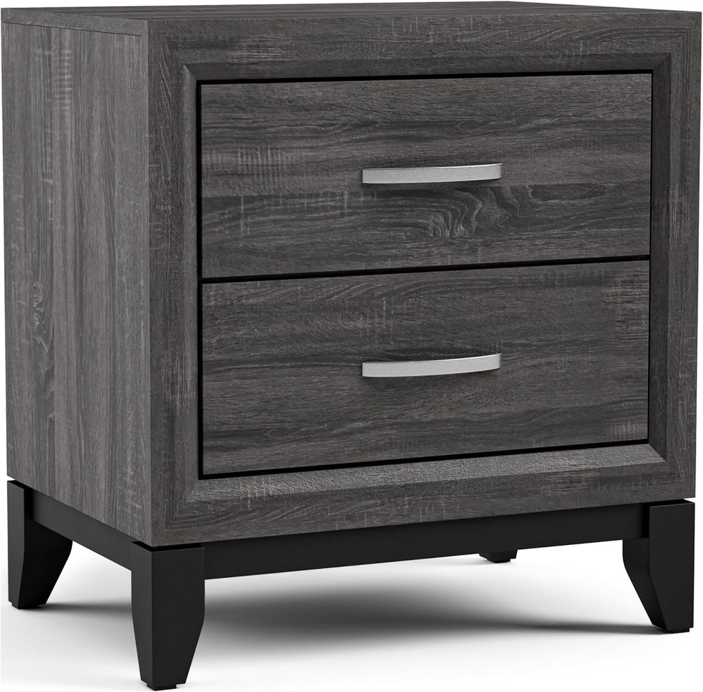 Furniture of America Lucien Modern Wood 5-Piece Queen Bedroom Set with Panel Style Headboard, Two-Tone Design and Wooden Legs, Box Spring Needed, Gray