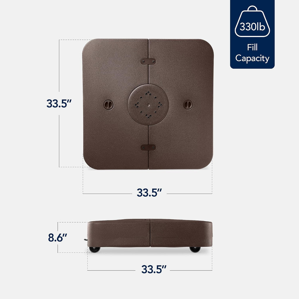 Best Choice Products 330lb Mobile Cantilever Offset Patio Umbrella Base, Universal Fit Heavy-Duty Outdoor Portable Stand w/Wheels Locks, Fillable Weights Set - Brown