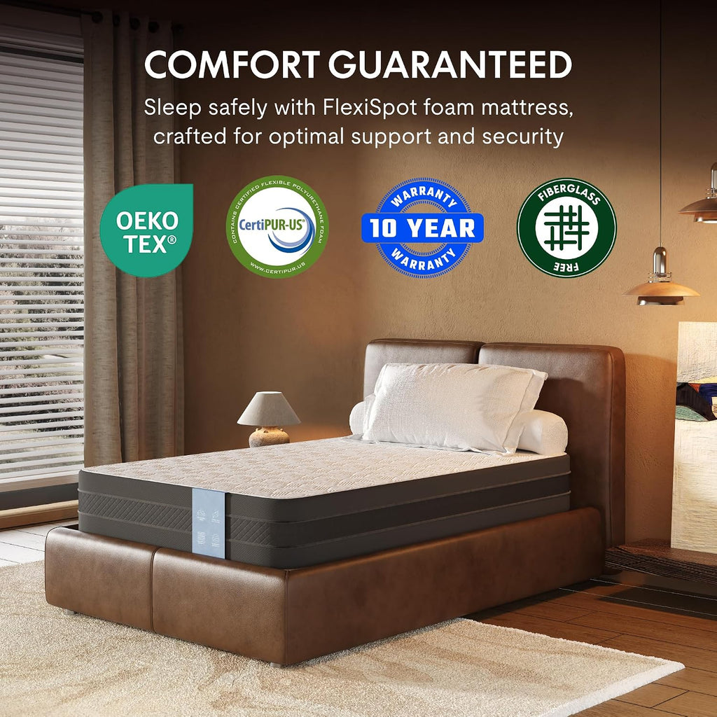 FLEXISPOT Twin XL Adjustable Bed Frame with 12' Gel Memory Foam Mattress – Zero Gravity & Soothing Massage, Medium-Firm Support, Bamboo Viscose Cover, 750 lbs Capacity
