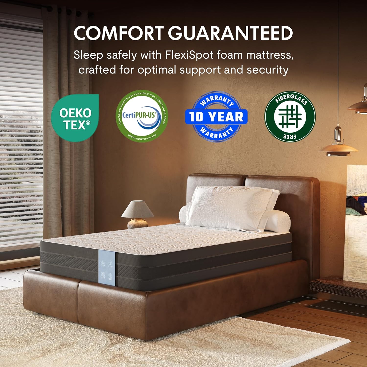FLEXISPOT Split King Adjustable Bed Frame with 12' Gel Memory Foam Mattress – Zero Gravity & Soothing Massage, Medium-Firm Support, Bamboo Viscose Cover, 750 lbs Capacity