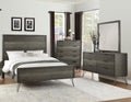4-Pieces Bed Set Contemporary Style Queen Size Panel Bed Multi Gray Finish Solid Acacia Wood Bedroom Furniture