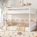 RUNNA Rustic Solid Wood Bunk Bed for Kids Teens with Ladder and Guardrails, Detachable Split Design,No Box Spring Needed (Off White, Queen Over Queen)