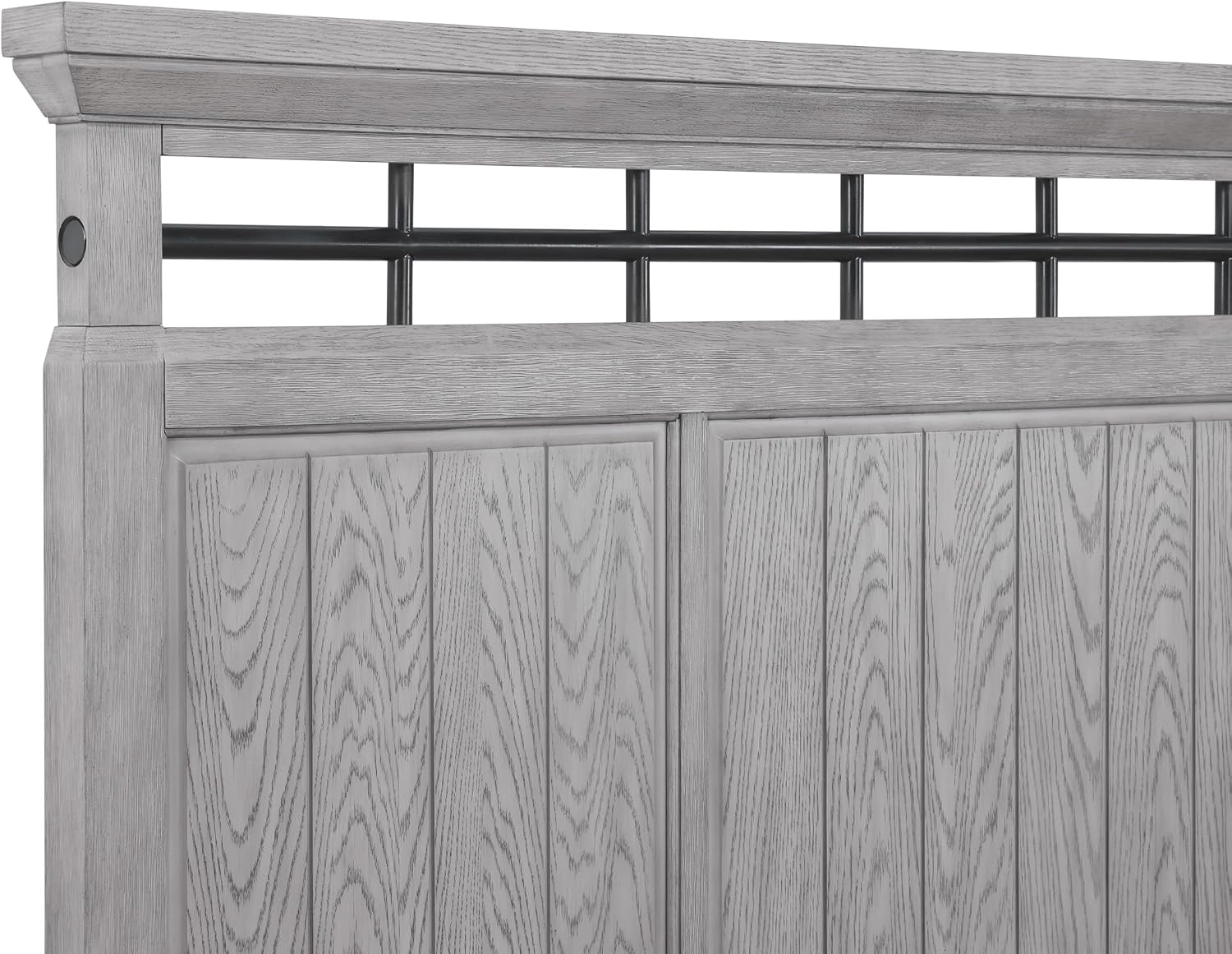 MASARA Rustic King Bed with Nightstand Set, Country Style Bedroom Furniture, Greige Wood Finish