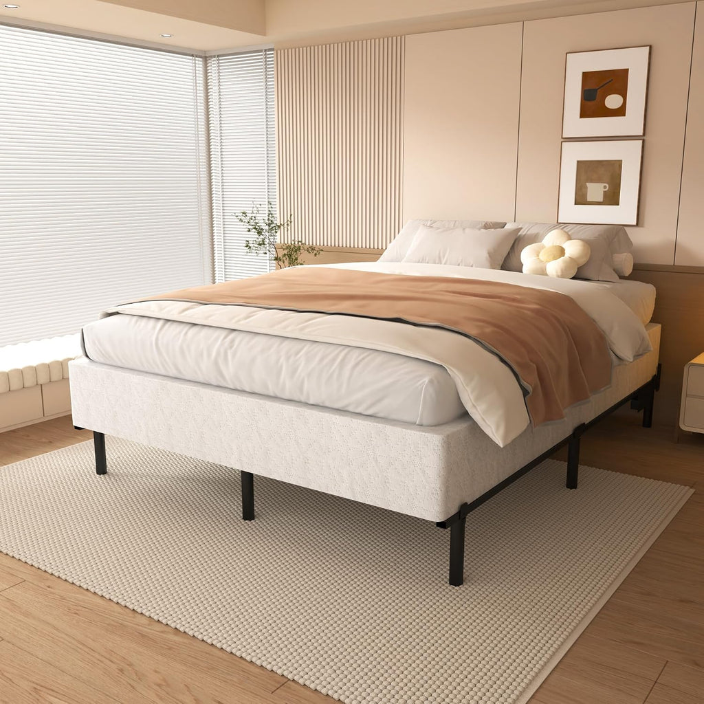 NHODIR King Box Spring, 8 Inch Box Springs King Size Bed Base,Black Heavy Duty Metal Mattress Foundation with Cover, Noise Free,Easy Assembly