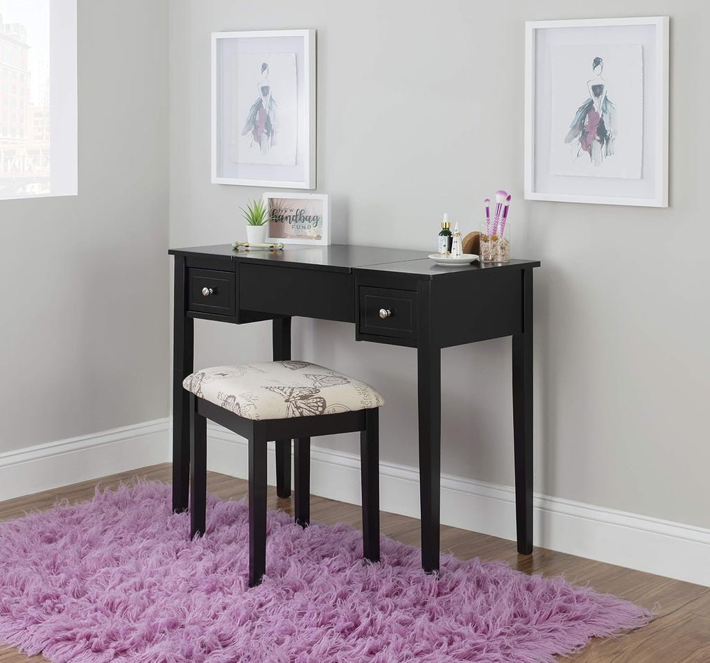 Linon Vanity Set, Black