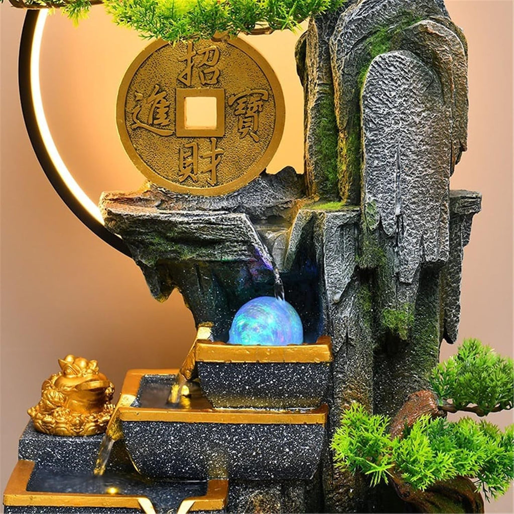 Tabletop Fountain Indoor Tabletop Water Fountain, Home Desktop Waterfall Resin Decoration Waterfall Decor Ornament(Small)