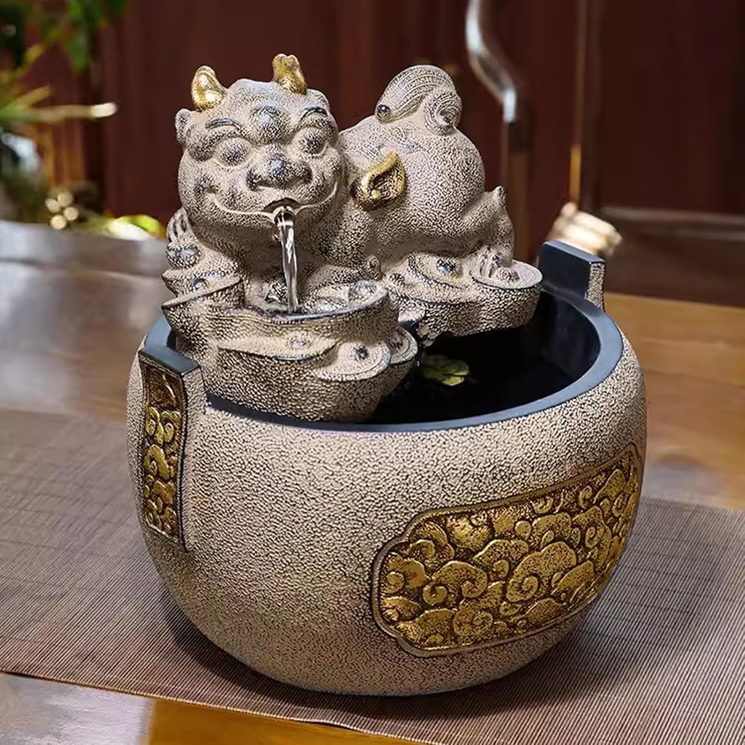 Tabletop Fountain Chinese Style and Flowing Water Decorations Living Room Circulating Small Indoor Office Desks Fountain Landscaping and Flowing Water Decorations Desktop Fountain (Color : A)