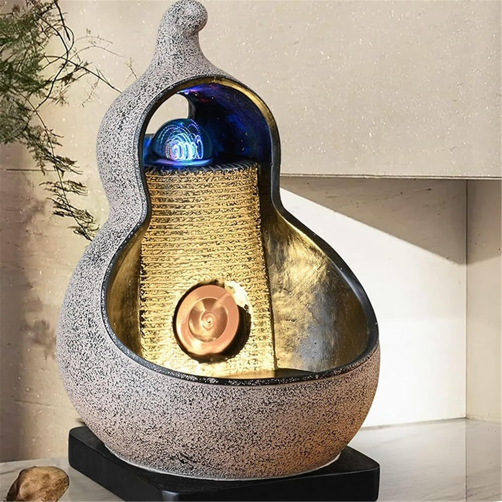 Tabletop Fountain Resin Tabletop Fountain Circulating Waterscape Decoration for Home and Office(Blue)