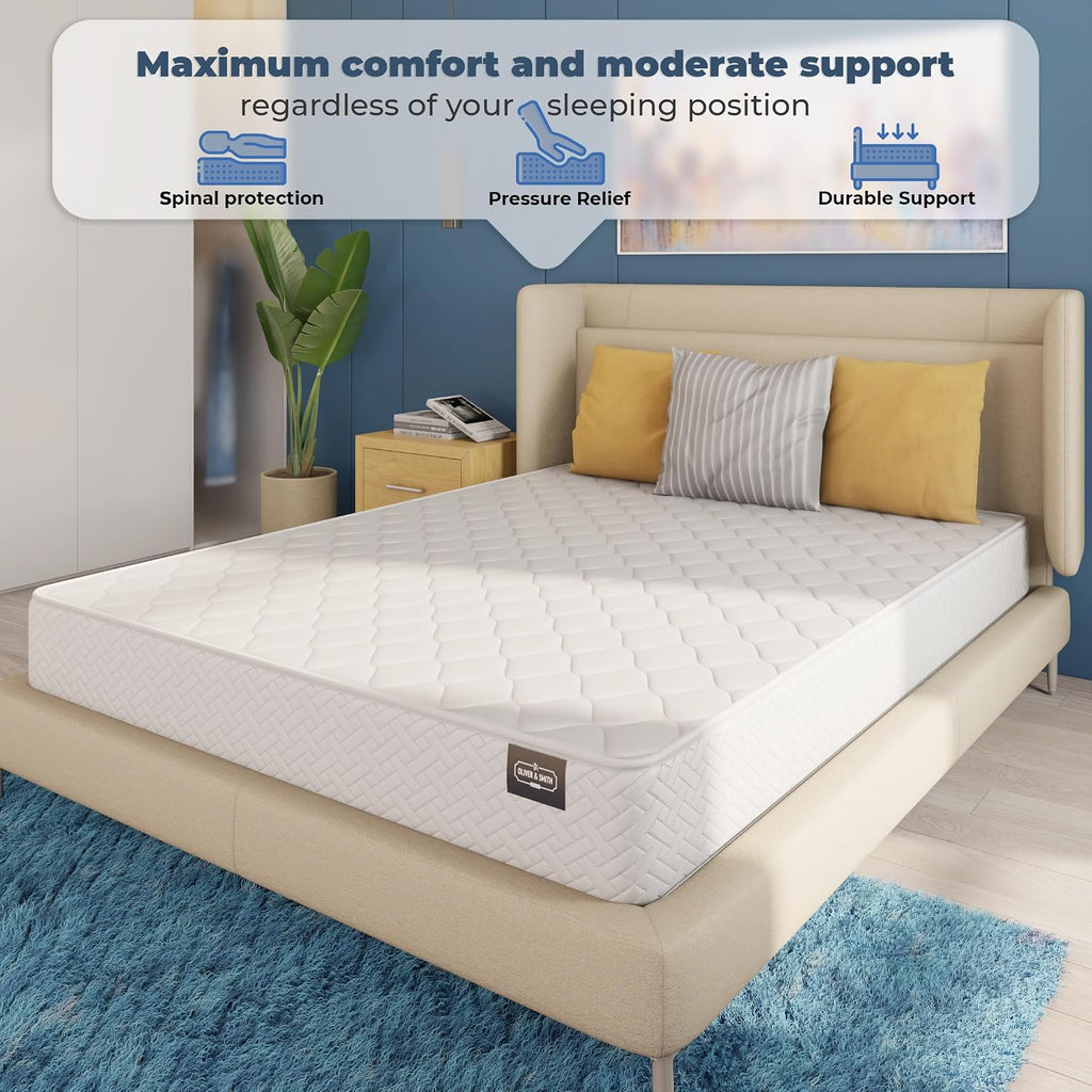 HomeLife Queen Mattress 6 Inches 60X80 White – Medium Firm Hybrid – Queen Size Mattress Pocket Coil Tight Euro Top High Density & Polyester Cover – Rolled in a Box