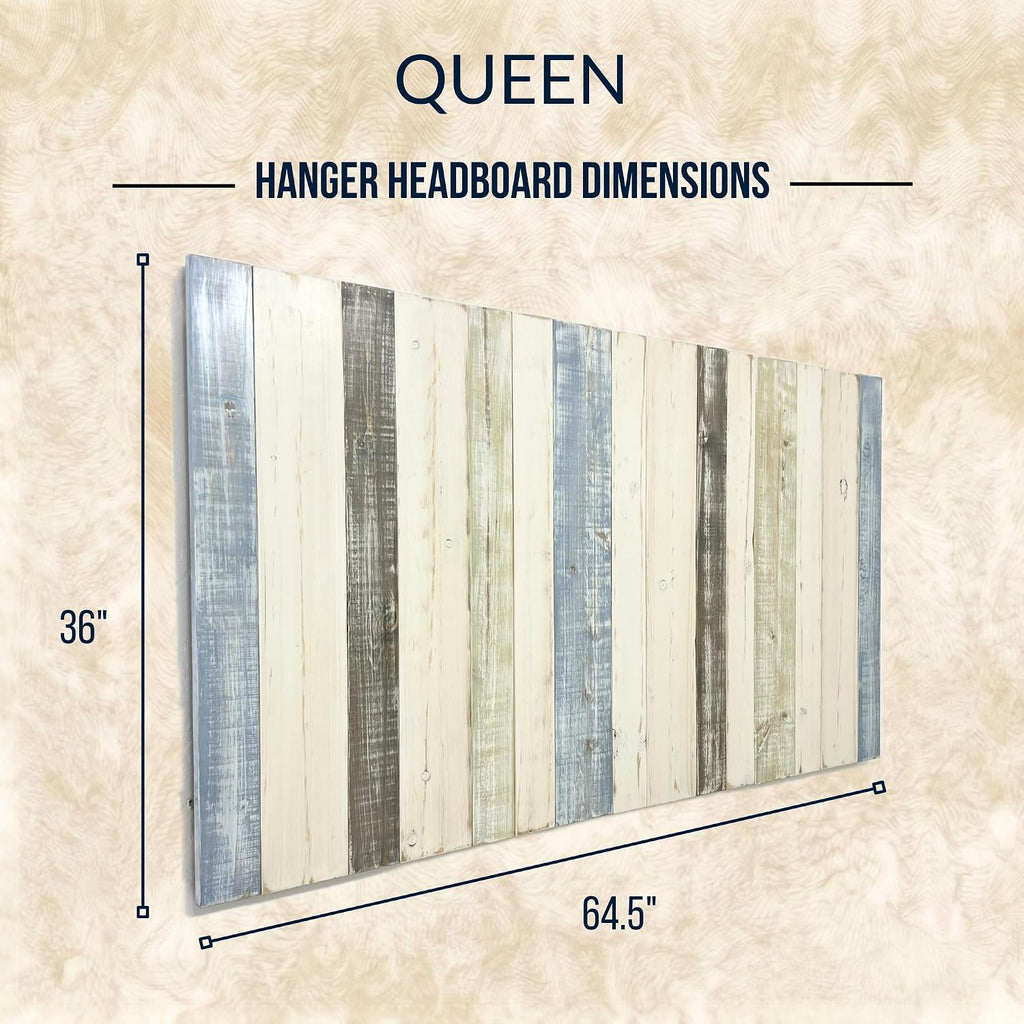 Barn Walls Queen Wood Headboard - Farmhouse Mix Design - Wall Mounted Floating Headboard for Queen Bed - Handcrafted Solid Wood - Easy No-Drill Installation