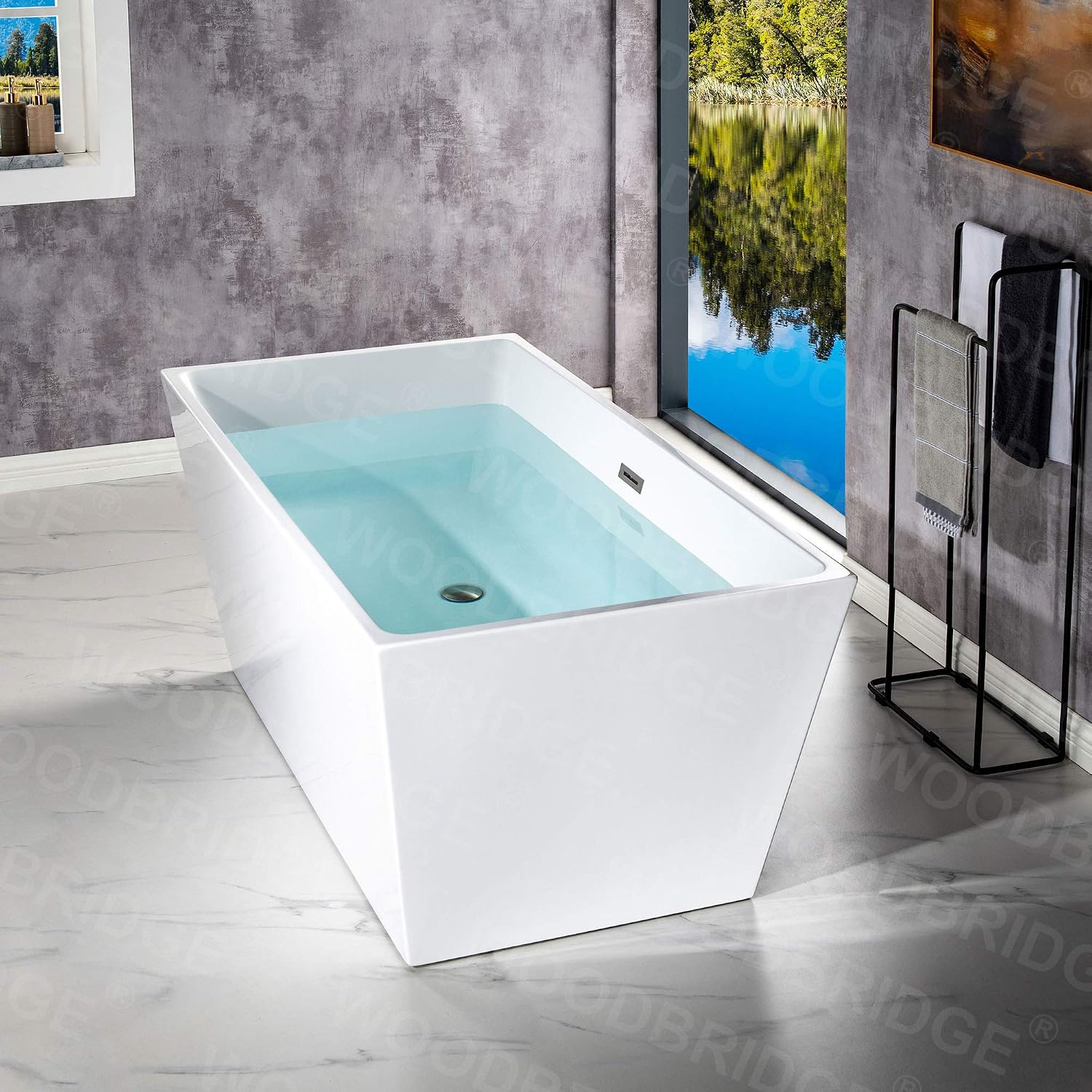 WOODBRIDGE B1412-B/N-Drain &O Bathtub, Brushed Nickel (B1412 -B/N-Drain &O)