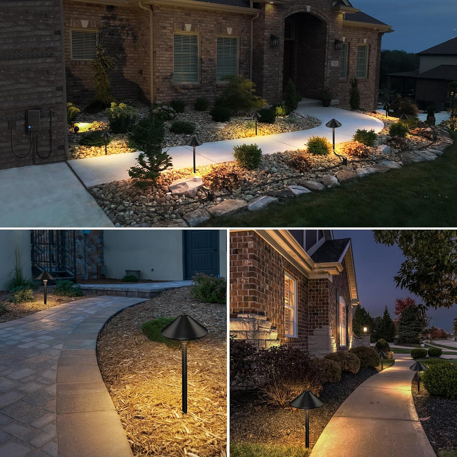 SUNVIE All-In-One LED Low Voltage Landscape Lighting Kit, 8 Pack Pathway Lights with Connector Transformer and 100FT Low Voltage Wire, 3000K Landscape Lighting for Path Walkway Garden Yard