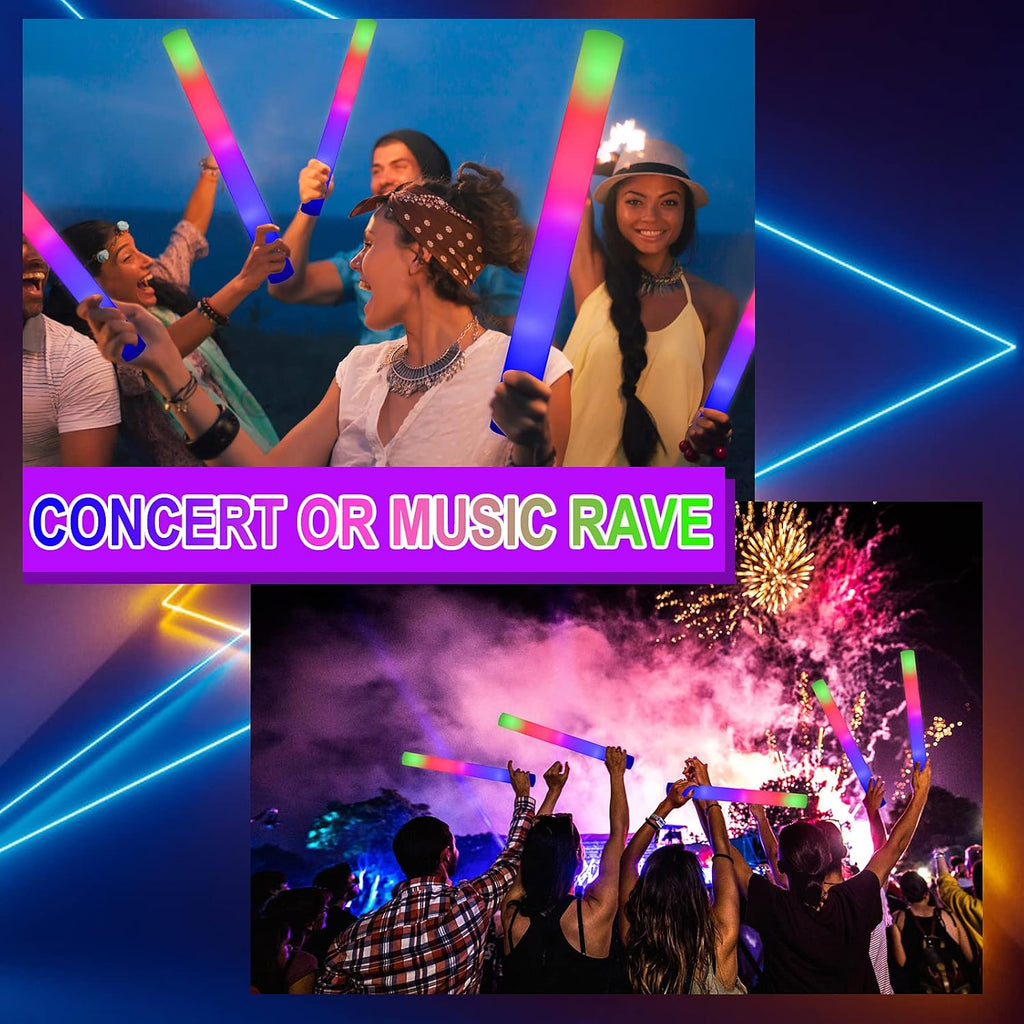 Taotuo Glow Sticks Bulk, 200 Pack Foam Sticks Glow in The Dark Party Supplies 3 Flashing Modes Lighting up Foam Sticks for Wedding, Party, Concerts, Birthday,Christmas